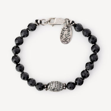 Black Tourmaline Silver Egg Pave Bracelet