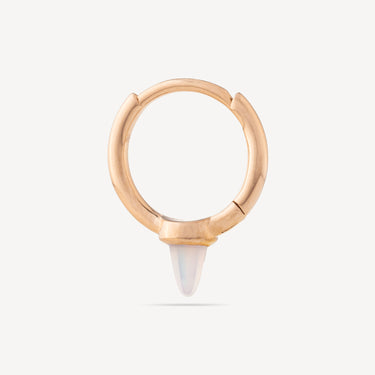 Hoop Earring 8mm Short Spike Opal Rose Gold