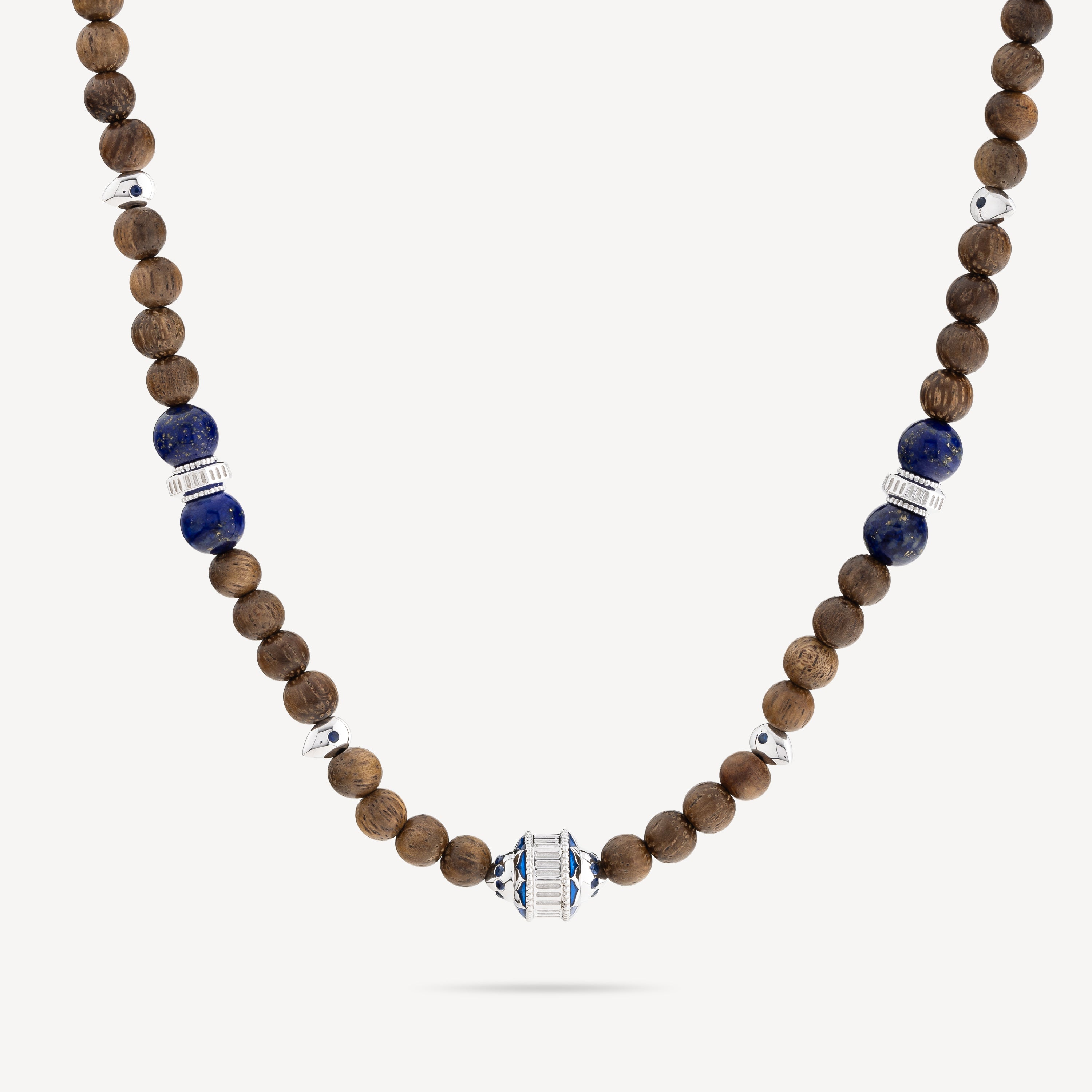 Eonia Wood Necklace Blue Sapphires Lapis