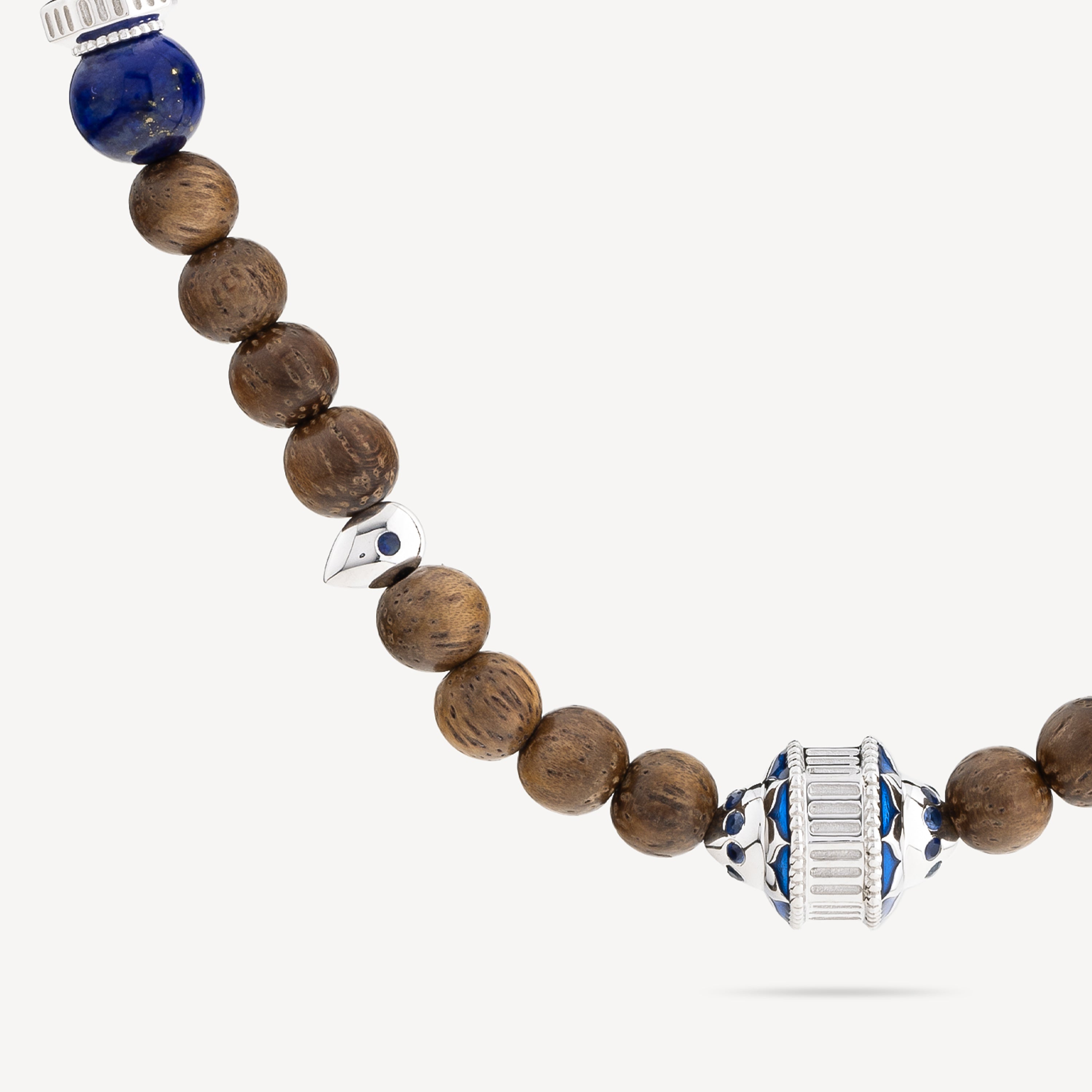 Eonia Wood Necklace Blue Sapphires Lapis