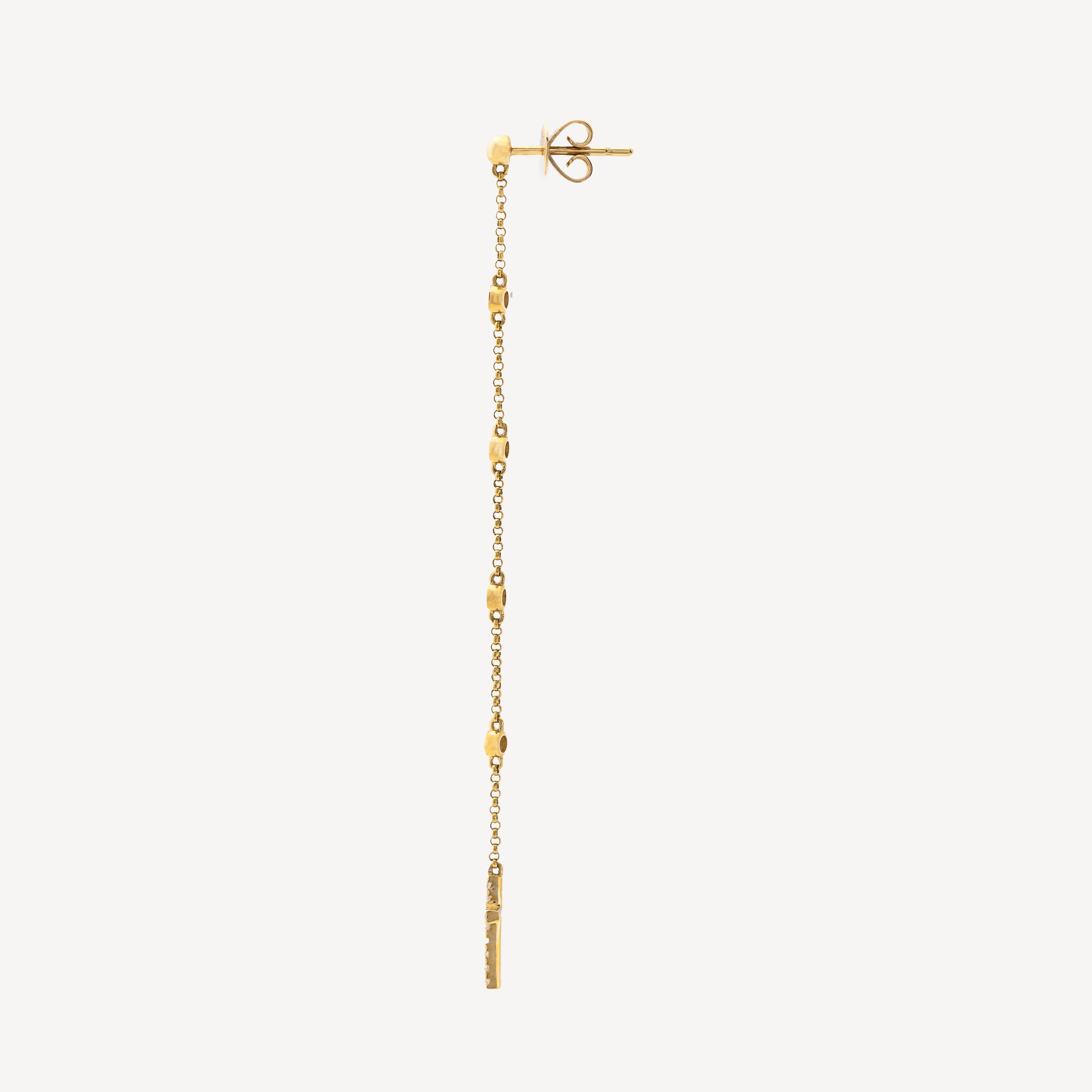 Cross Chain Diamond Bezel Earring