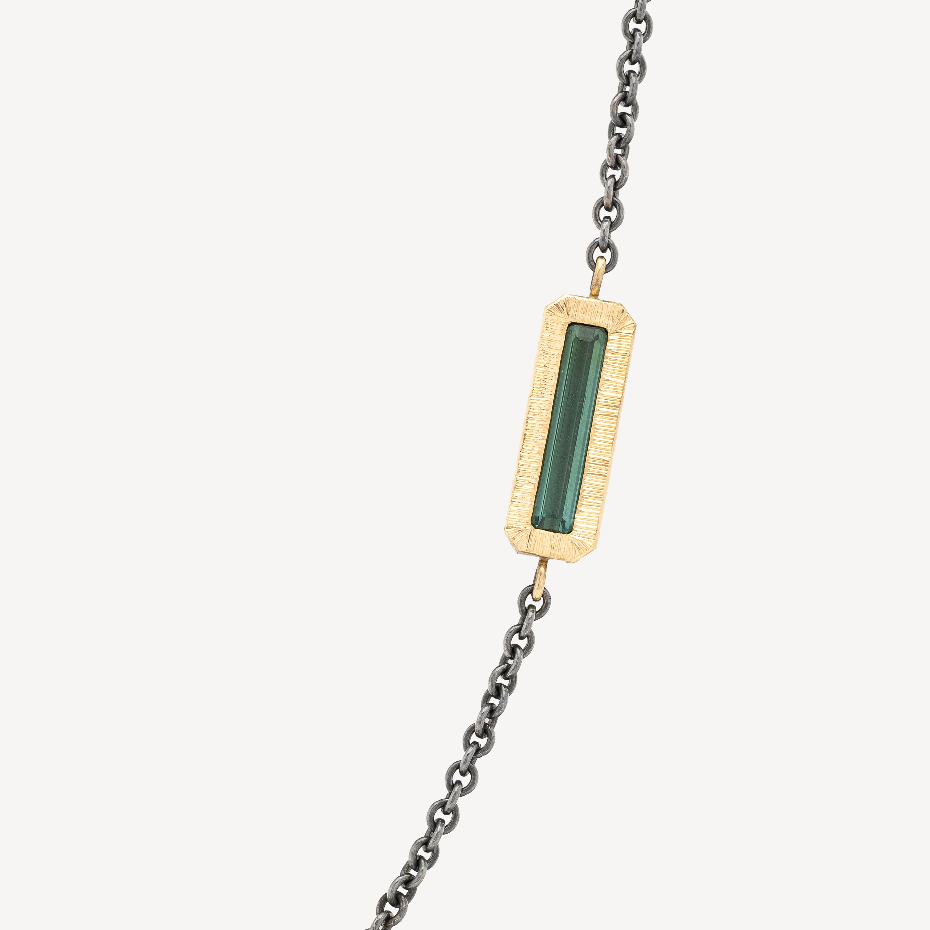 Tourmaline Gold Baguette Necklace