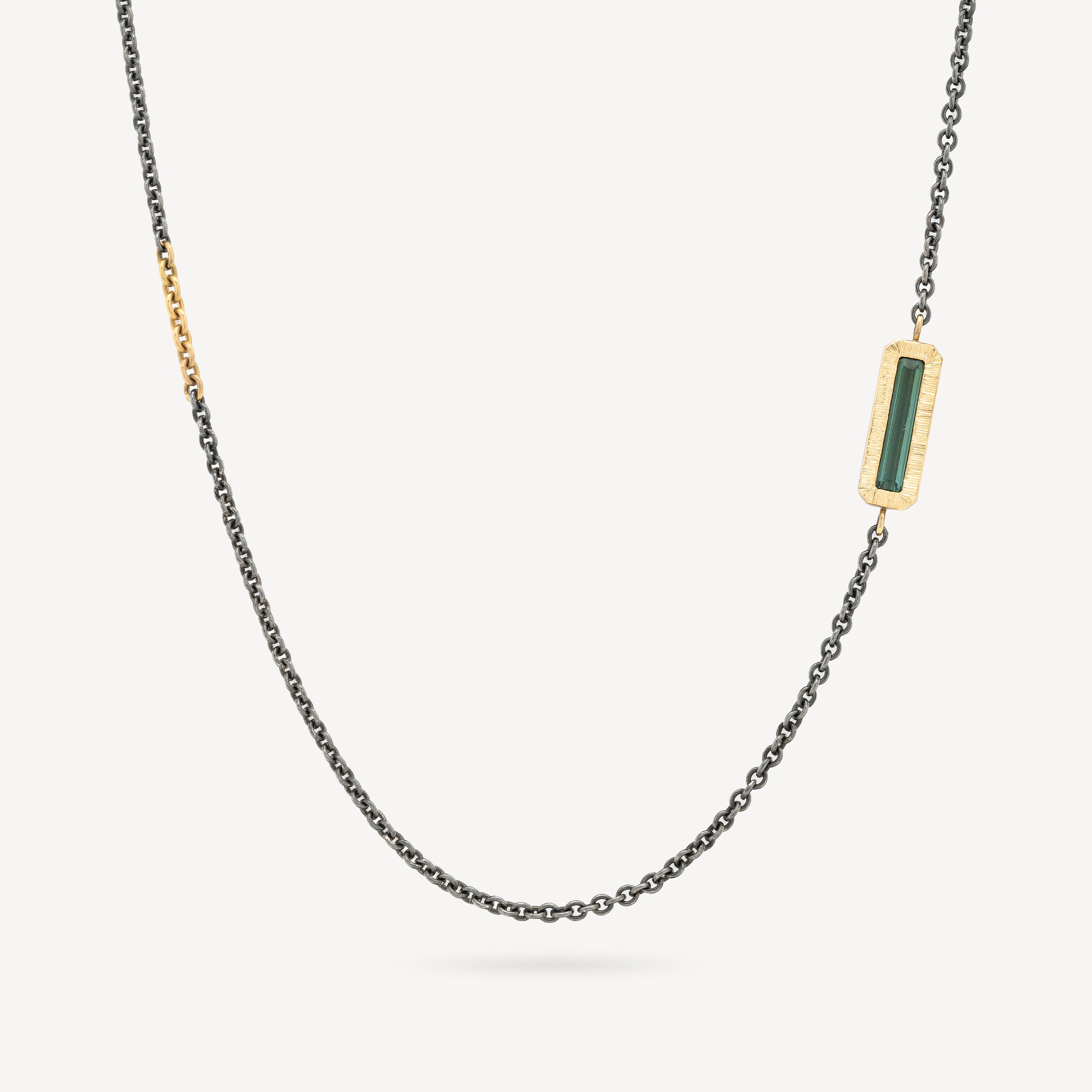 Tourmaline Gold Baguette Necklace