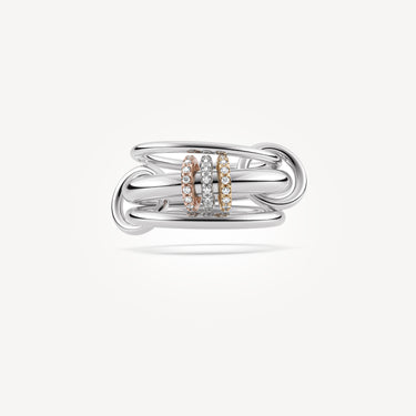 Gemini Ring Pavé 3 Rings Silver Gold Diamonds