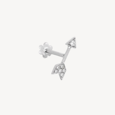 Stud Earring Diamond Arrow Threaded White Gold