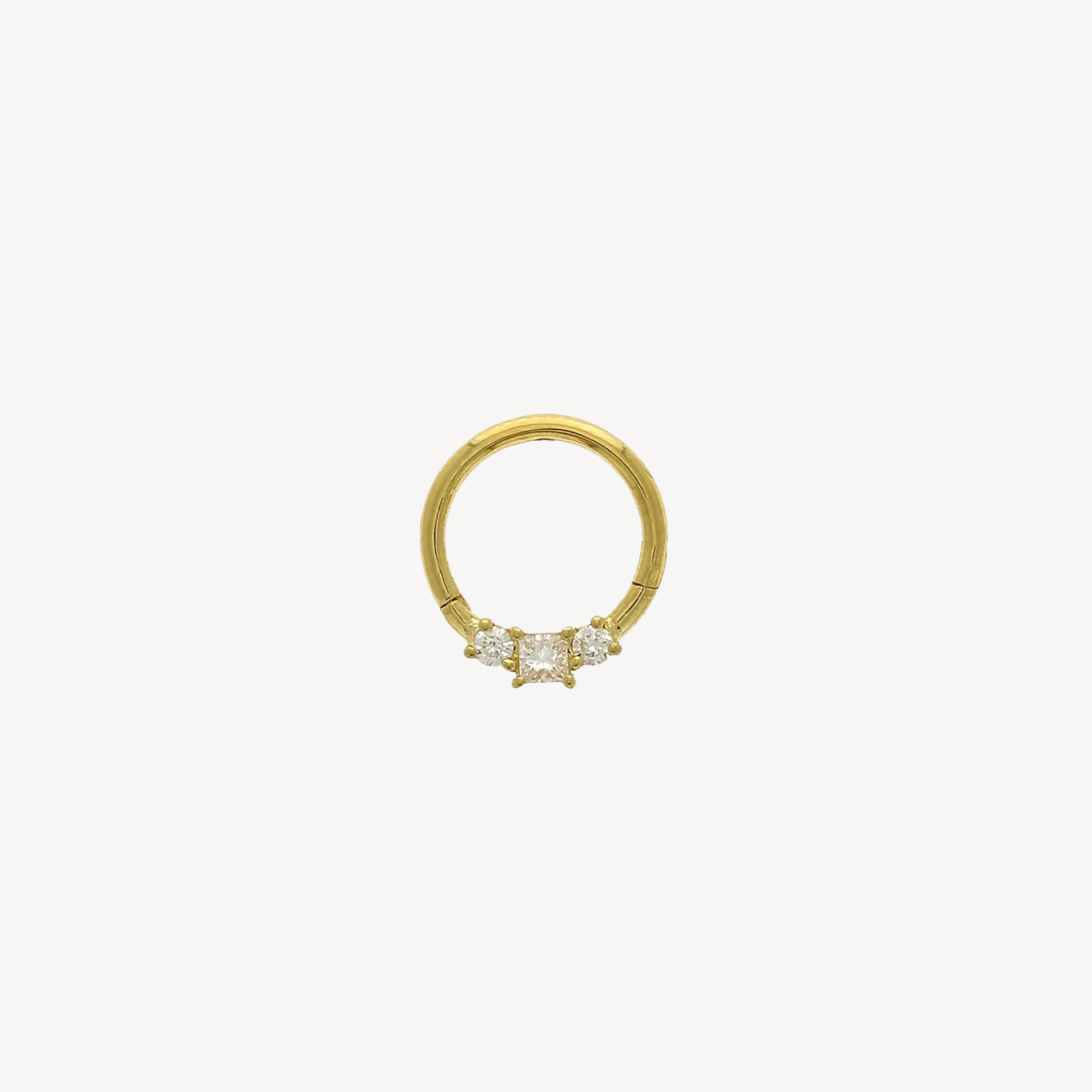 Piercing Hoop Flat 8mm Princess 2x2mm Yellow Gold Diamonds