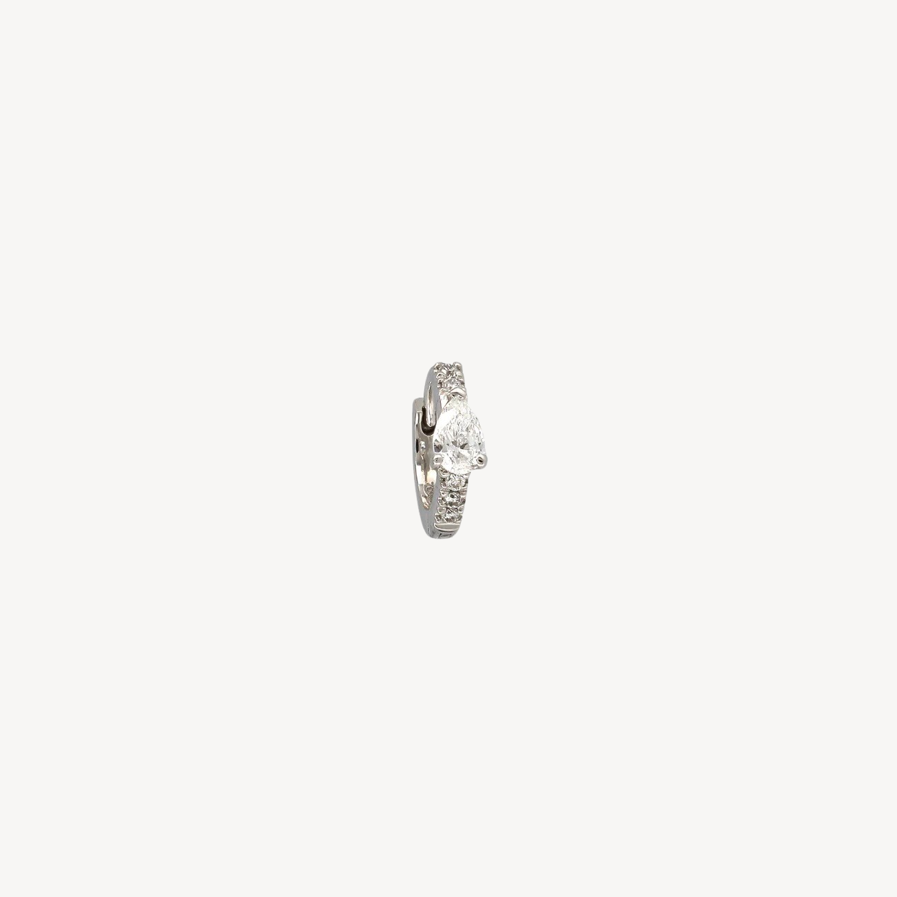 Piercing Hoop 6.5mm Pear 3.5mm Half White Gold Pavé