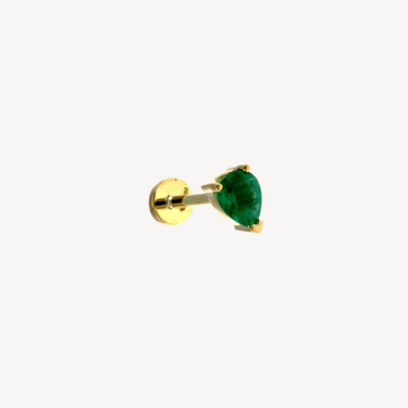 Piercing Stud Pear Emerald 4.5x3mm Yellow Gold