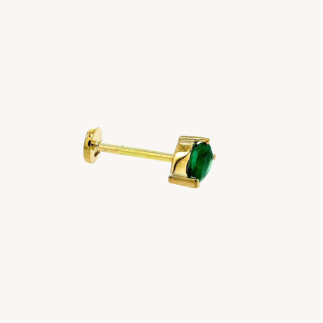 Piercing Stud Pear Emerald 4.5x3mm Yellow Gold