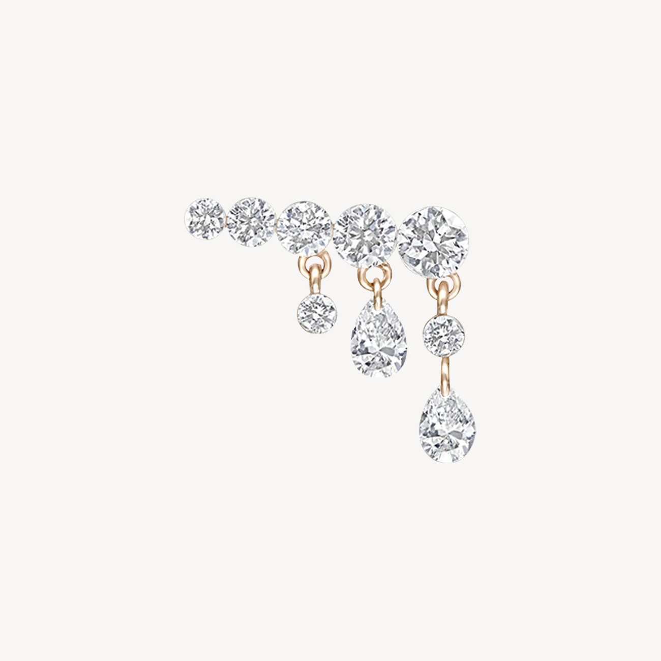 Stud Invisible Earring Set Diamond Crescendo Bar Rose Gold