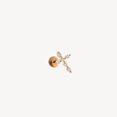 Piercing Stud Cross 6 Diamonds Rose Gold