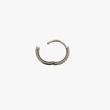 Piercing Hoop 8mm Black Gold Half Paved White Diamonds