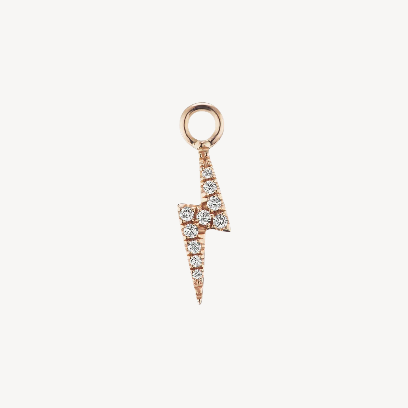 Diamond Lightning Bolt Charm Rose Gold