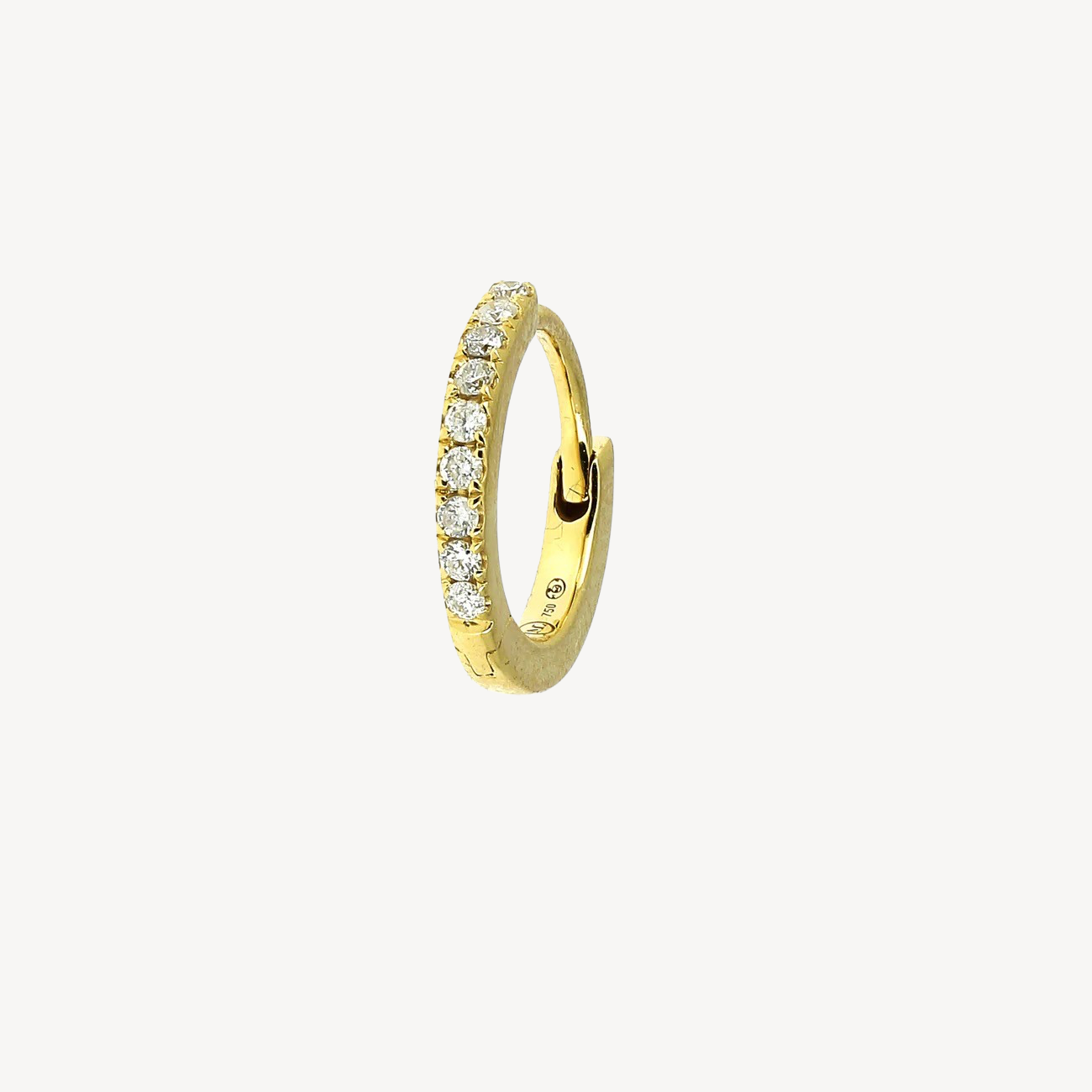 Piercing Hoop 8mm Half Pave Yellow Gold