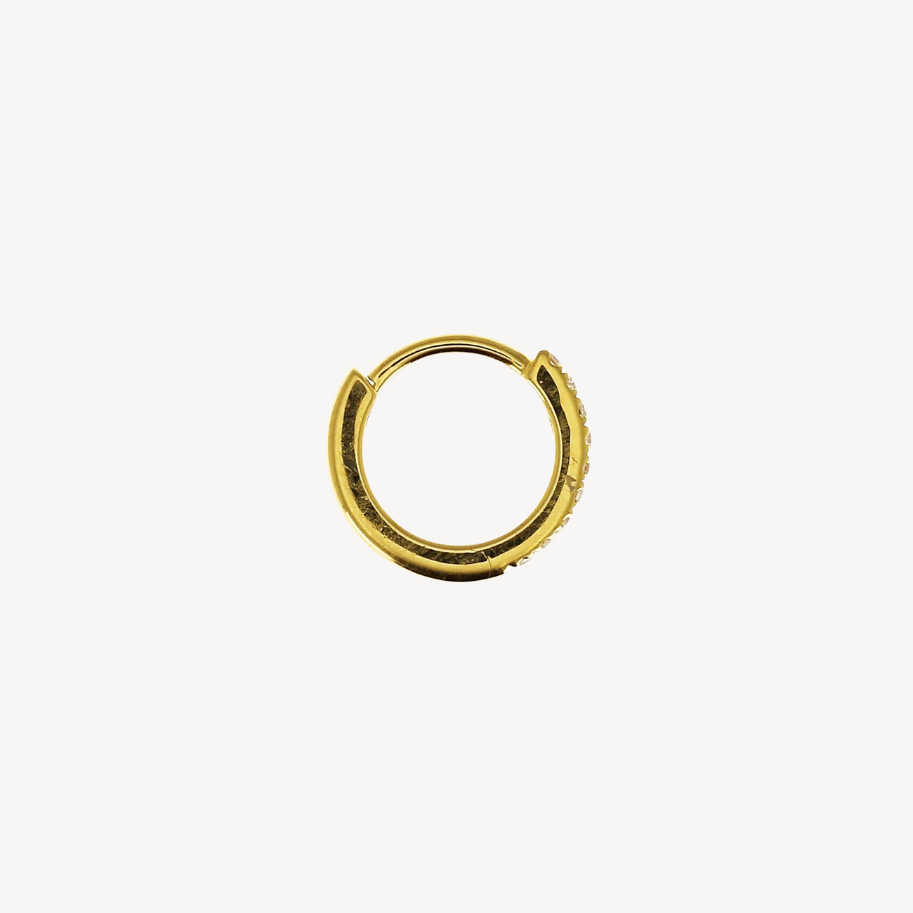 Piercing Hoop 8mm Half Pave Yellow Gold