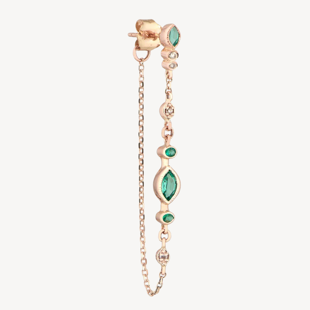 Earring Emerald Eyes Long Chain