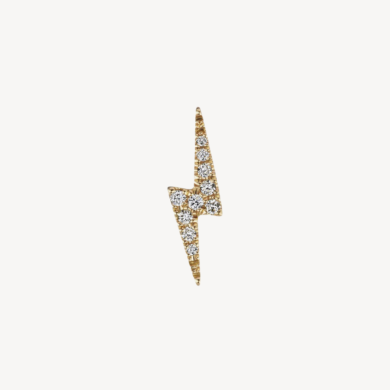 Stud Diamond Lightning Bolt Threaded Earrings Yellow Gold