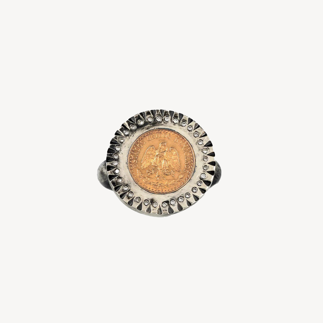 Medium Coin ring with Pesos and Diamonds