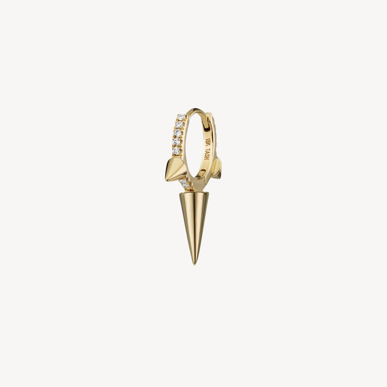 Triple Long Spike Diamond Eternity Hoop Yellow Gold Earring