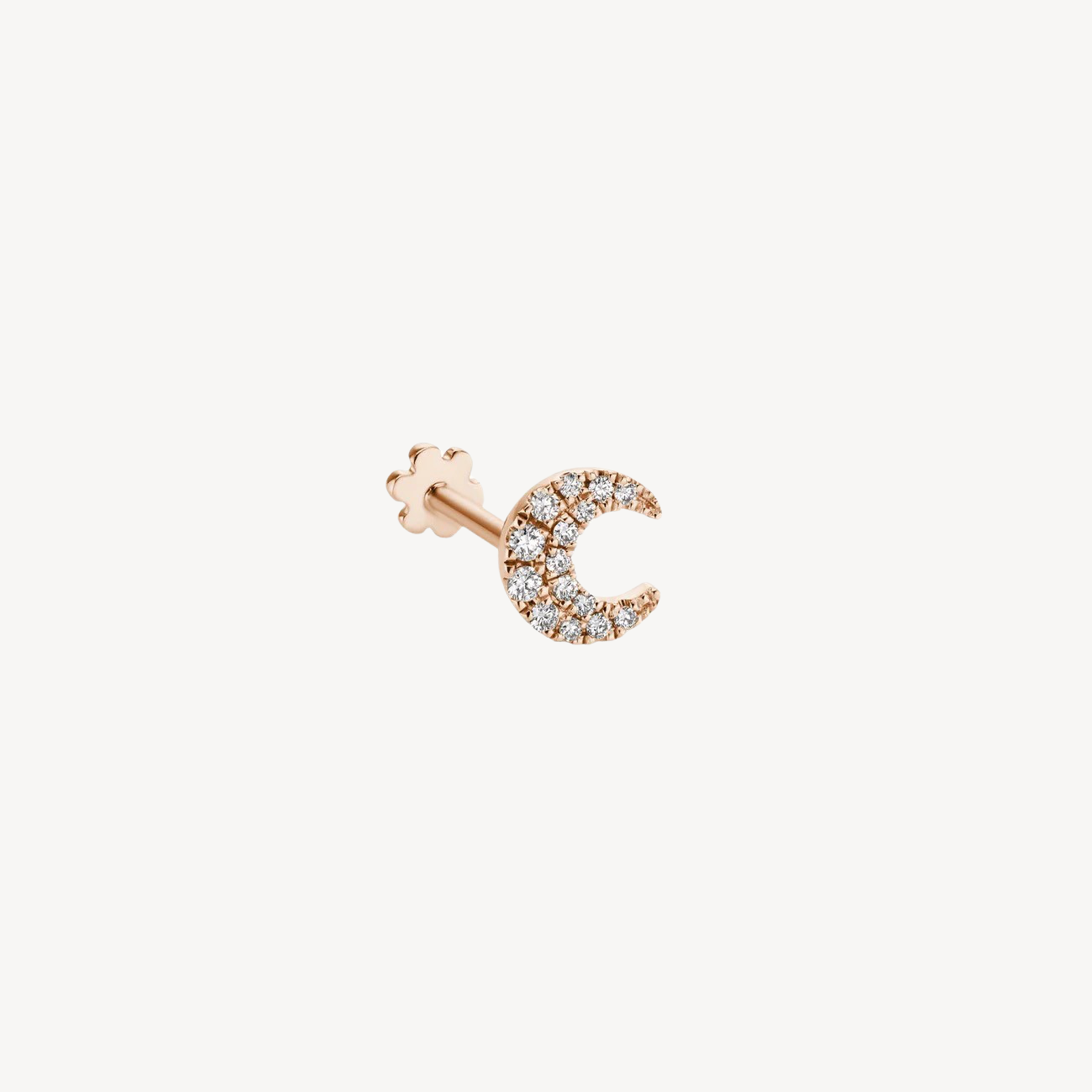 Stud earring Diamond Moon Threaded Rose Gold