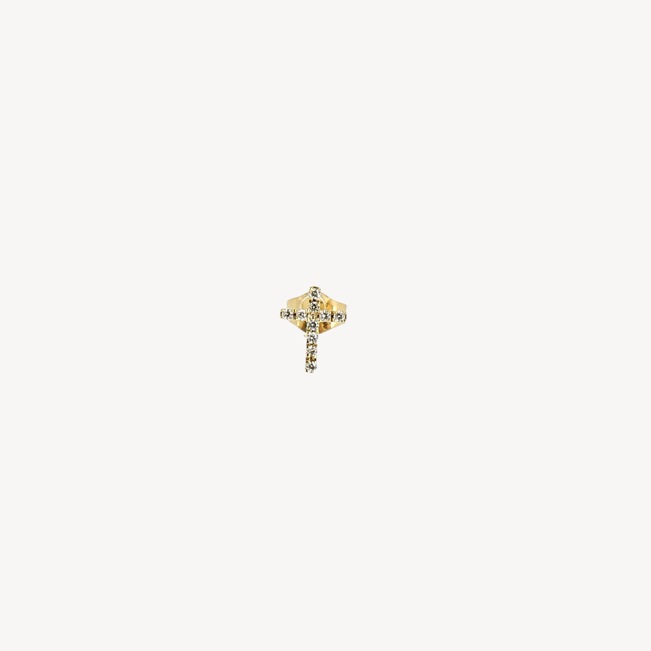 Stud Earring Cross Diamonds and Yellow Gold