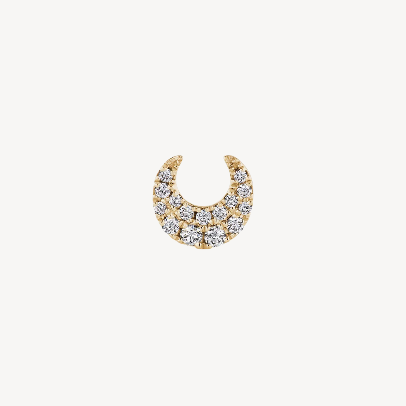 Stud Earring Diamond Moon Threaded Yellow Gold