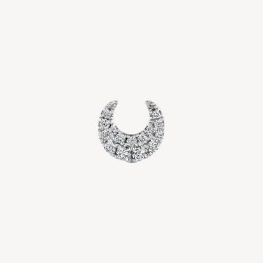 Stud Earring Diamond Moon Threaded White Gold