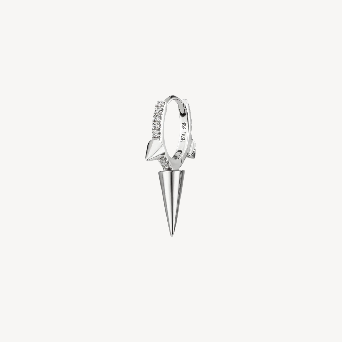 Triple Long Spike Diamond Eternity Hoop Earring White Gold