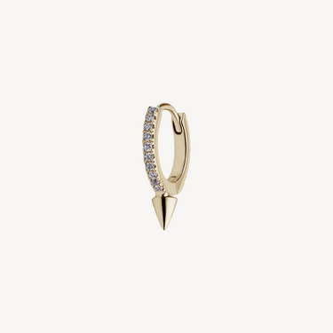 Earring Single Short Spike Diamond Eternity Hoop Yellow Gold