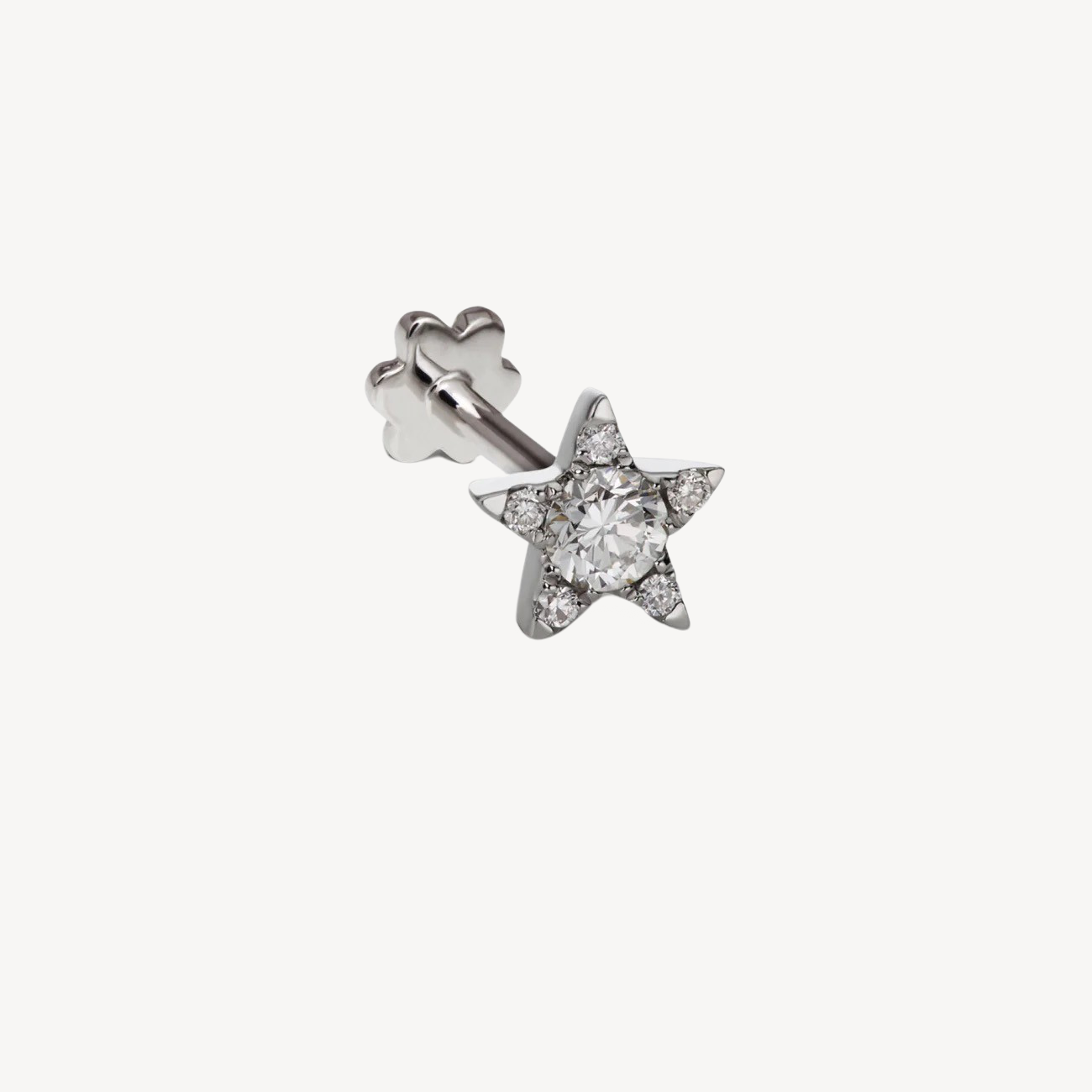 Earrings 4.5mm Diamond Star Threaded Stud White Gold