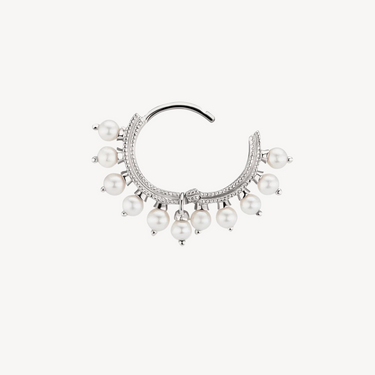 Earring 8mm Pearl Coronet Hoop White Gold