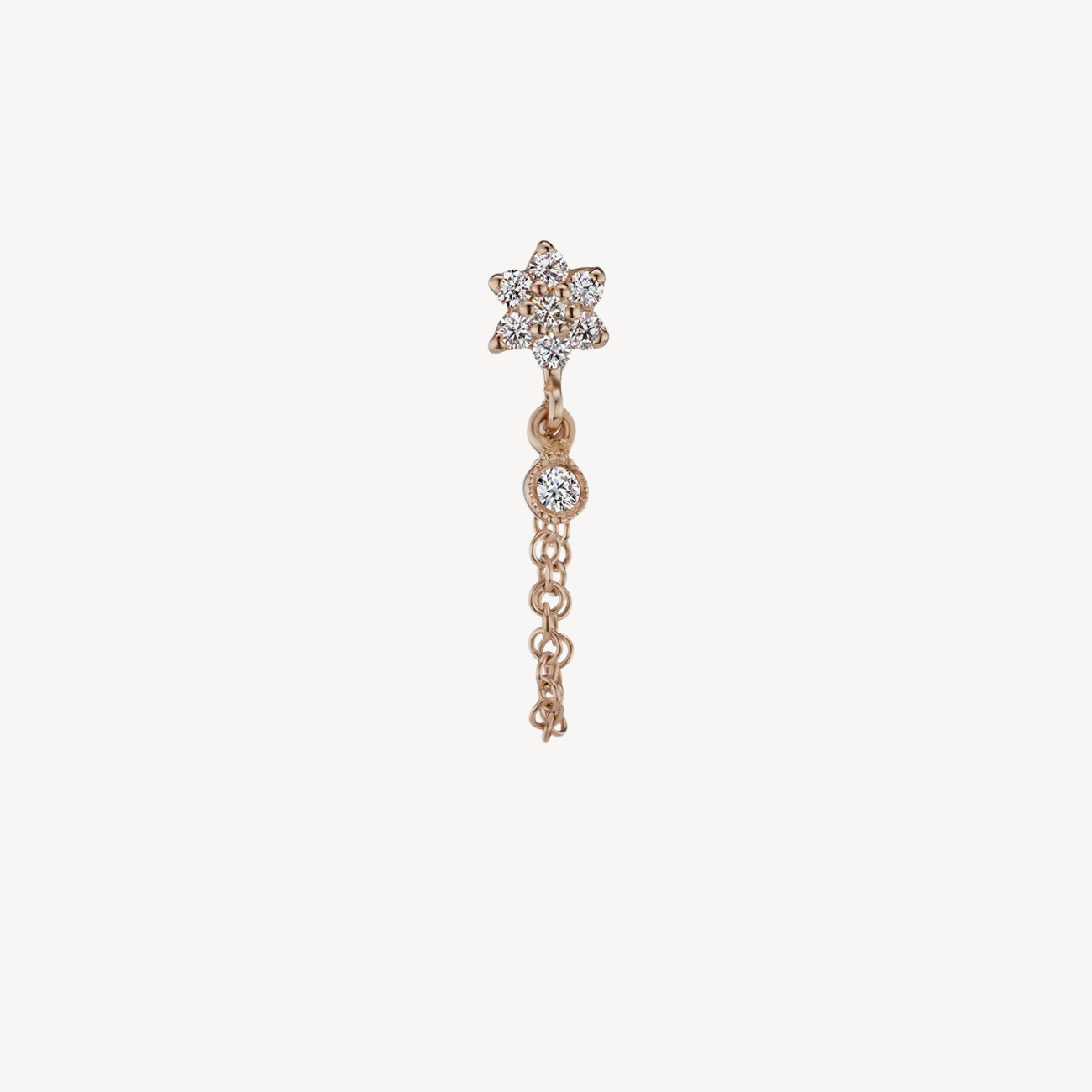 Stud Diamond Flower Chain Wrap with Dangle Earring Rose Gold