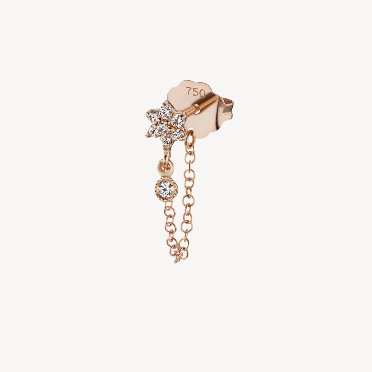 Stud Diamond Flower Chain Wrap with Dangle Earring Rose Gold