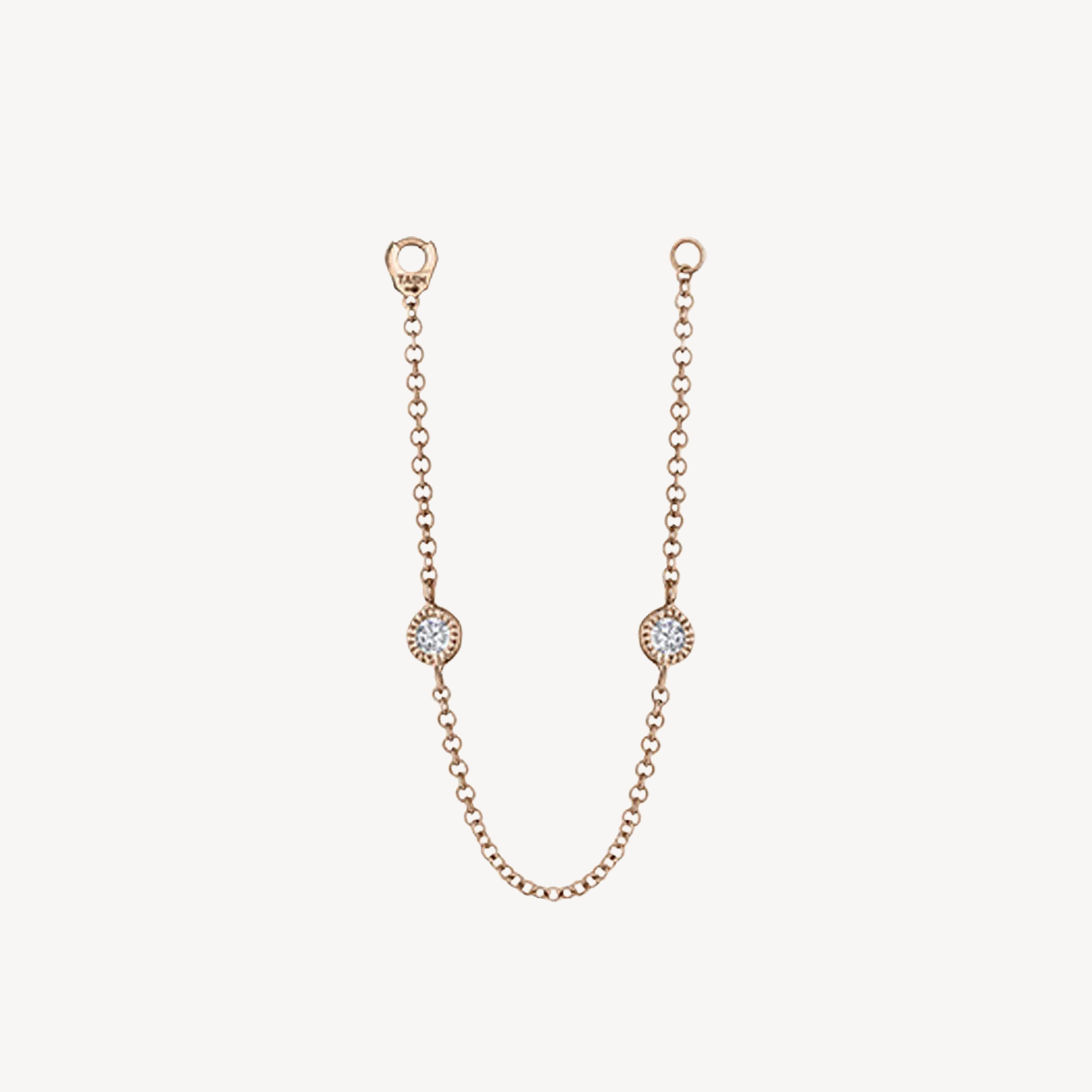 Charm Double Scallop Set Diamond Chain Connecting Rose Gold