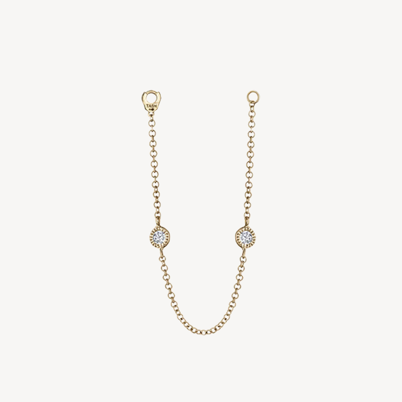 Charm Double Scallop Set Diamond Chain Connecting Yellow Gold