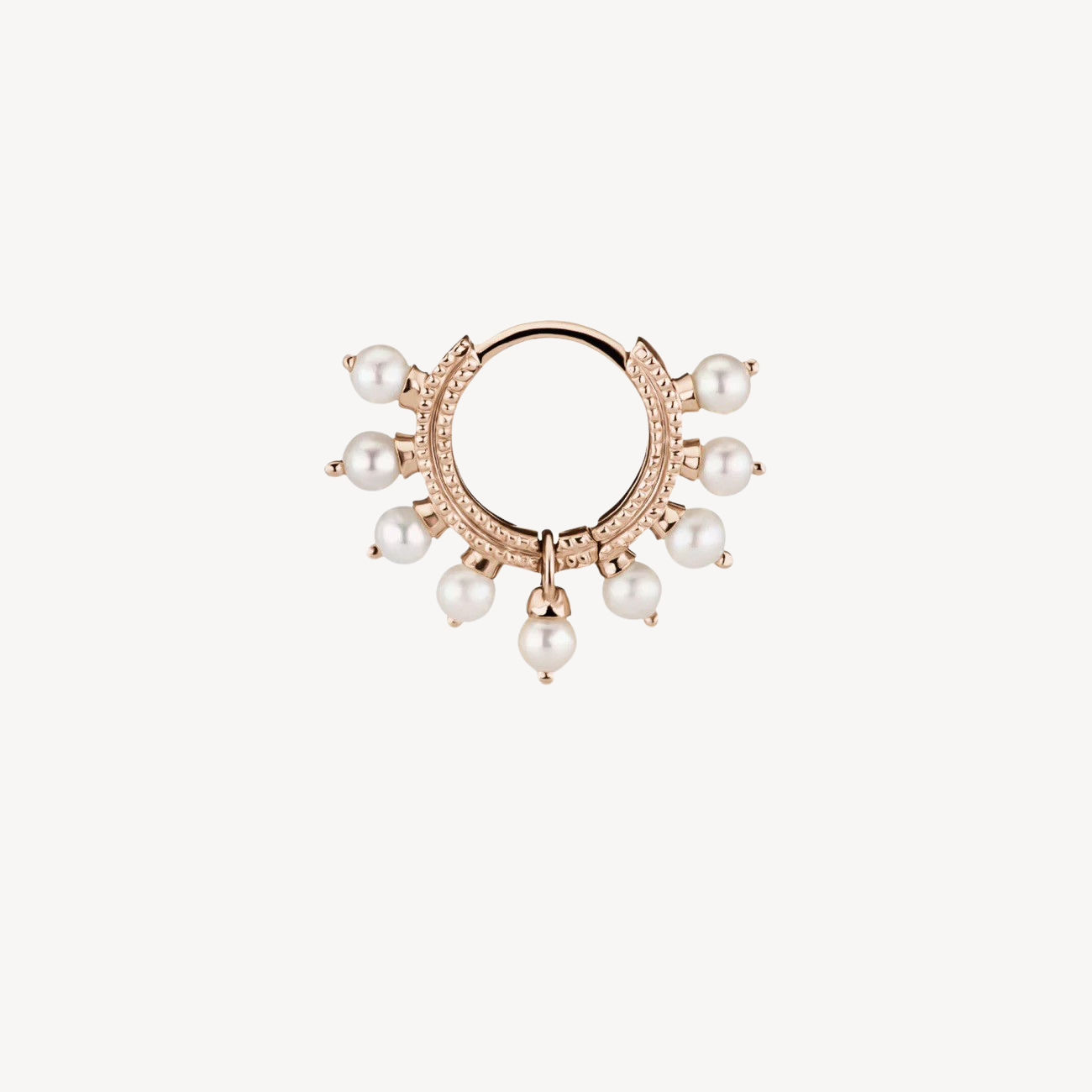 Earring 6.5mm Pearl Coronet Hoop Rose Gold