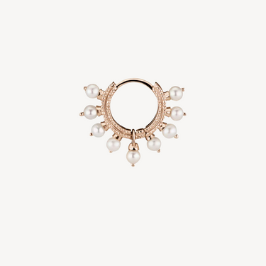 Earring 6.5mm Pearl Coronet Hoop Rose Gold