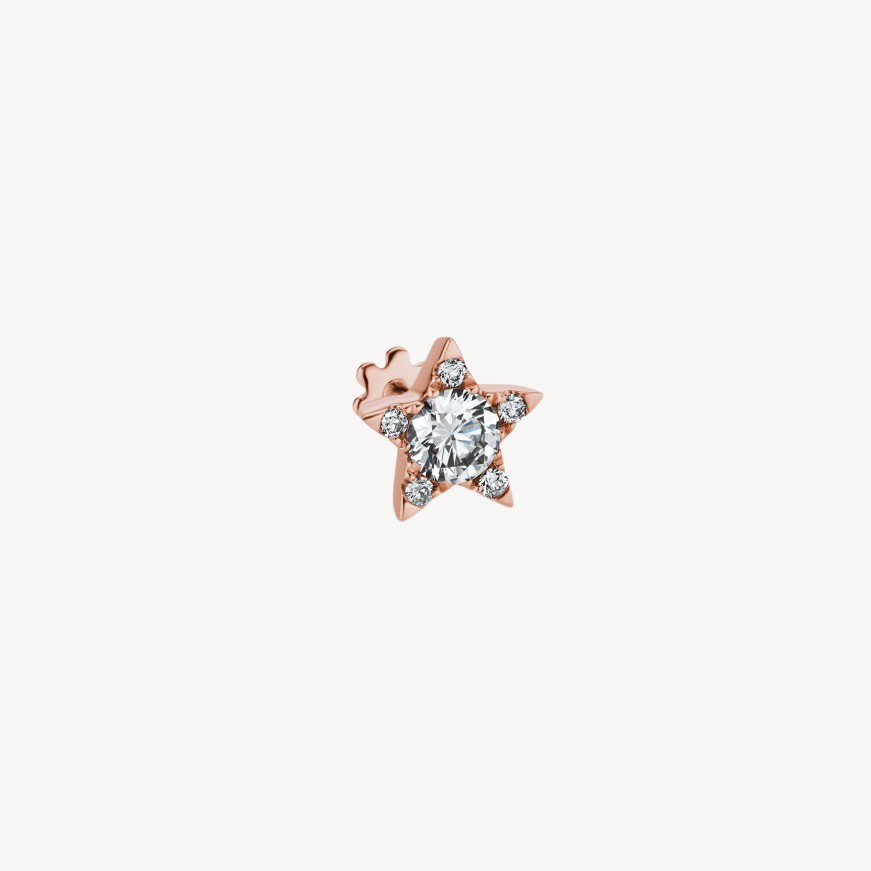 5.5mm Diamond Star Threaded Stud Earrings Rose Gold