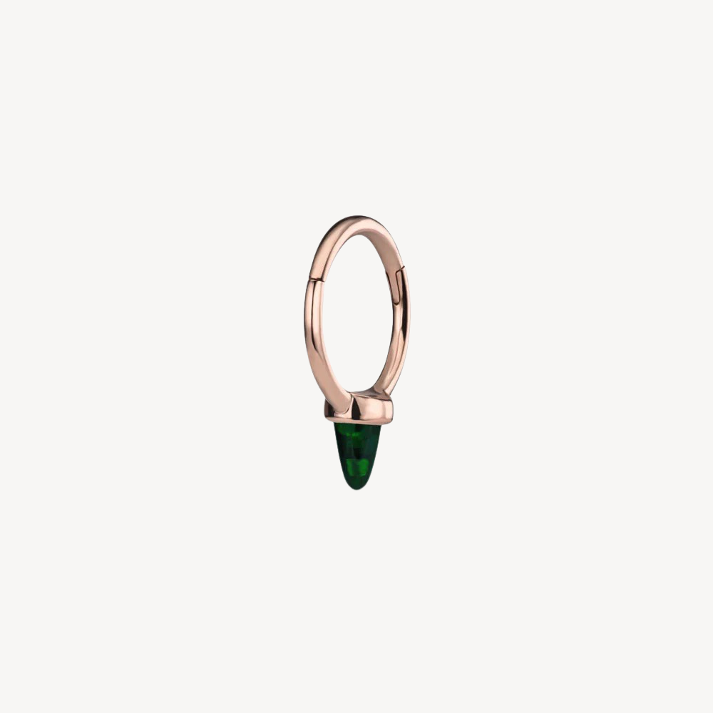 Earring Single Short Black Opal Spike Hoop Rose Gold