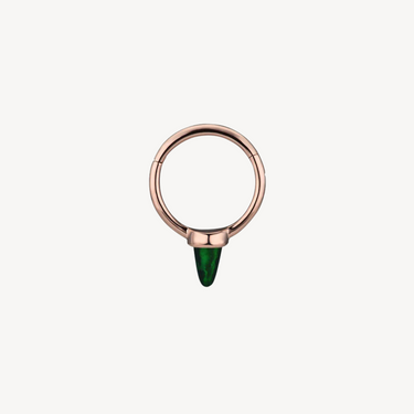 Earring Single Short Black Opal Spike Hoop Rose Gold