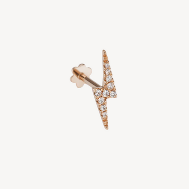 Stud Diamond Lightning Bolt Threaded Earring Rose Gold