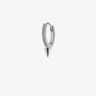 Earring Single Short Spike Diamond Eternity Hoop Gold White