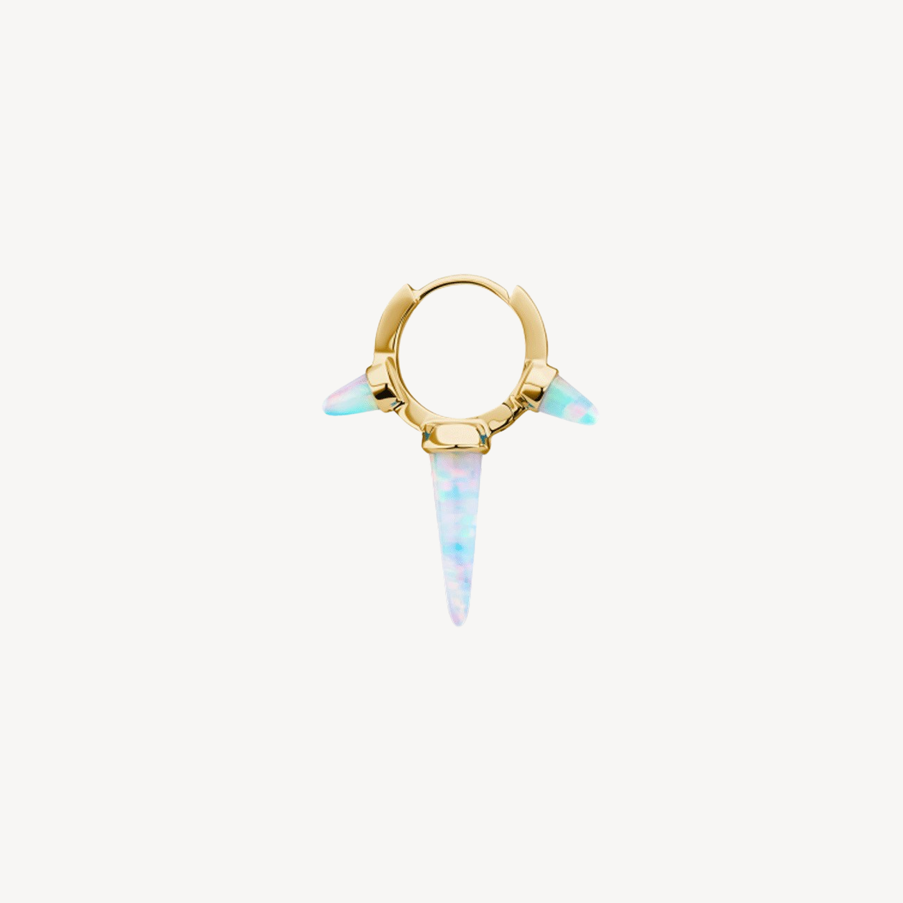 Hoop 8mm Triple Spike Opal Yellow Gold