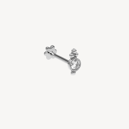 Stud Four Ball Trinity Threaded White Gold Earring