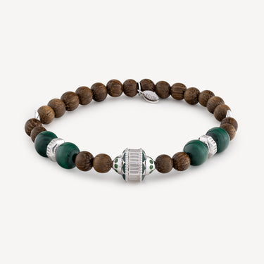 Bracelet Jaya Wood Tsavorites Malachite Silver