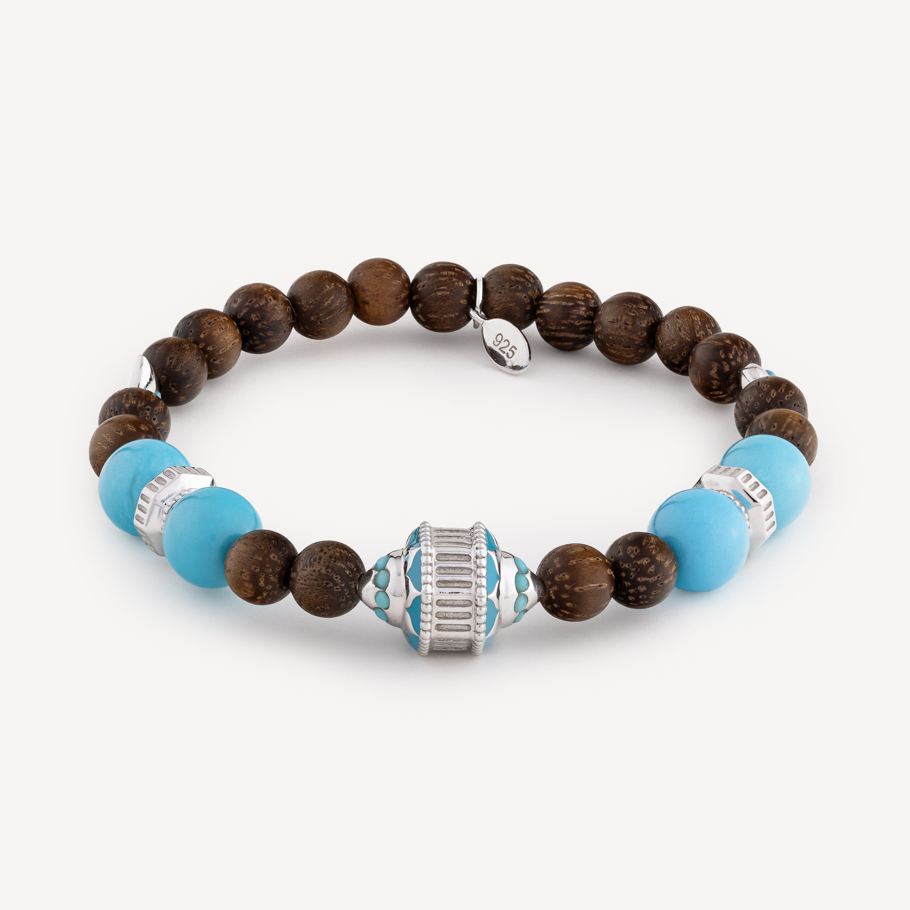 Jaya Wood Turquoise Silver Bracelet