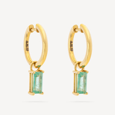 Earrings Huggies Emerald Baguette Drop