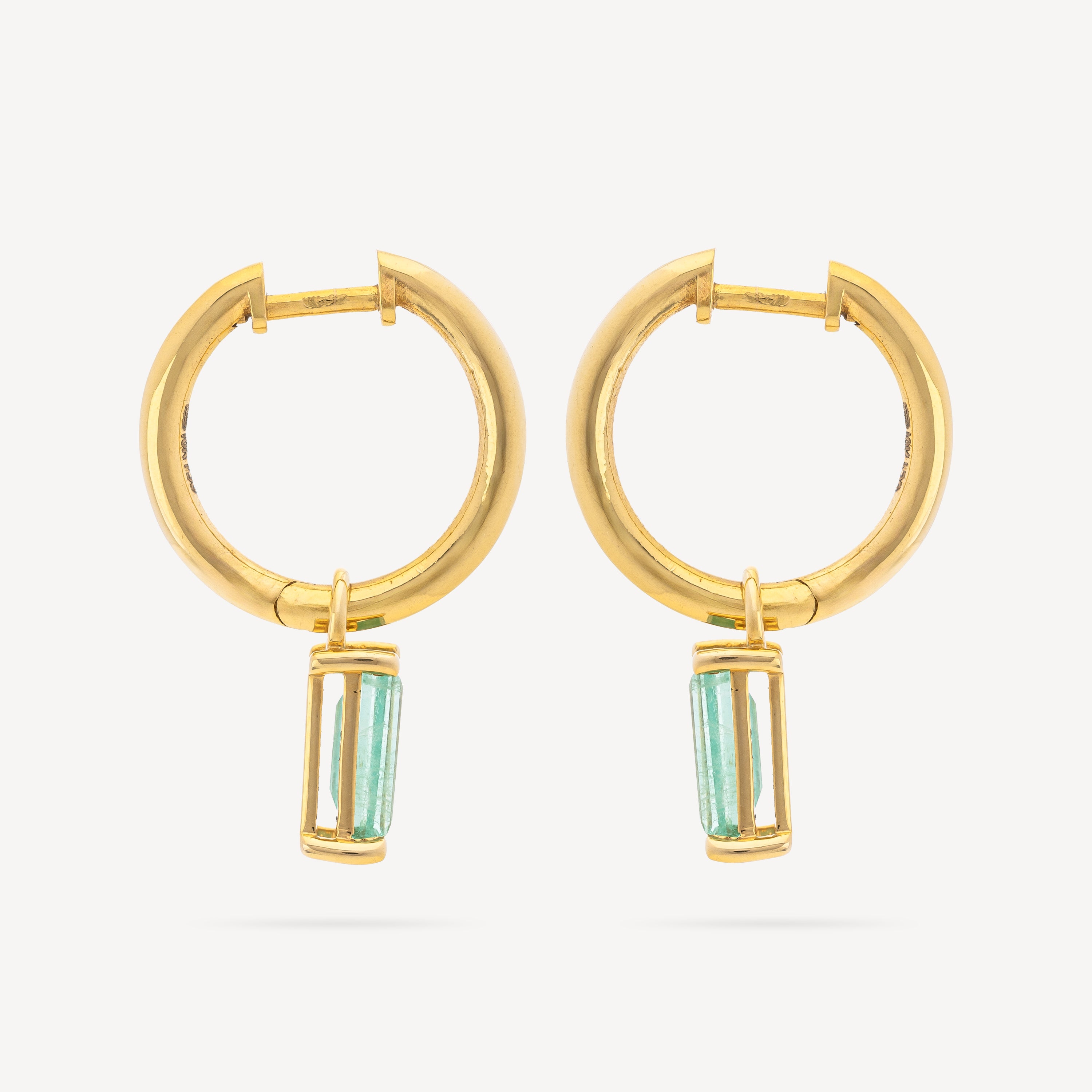 Earrings Huggies Emerald Baguette Drop