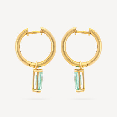 Earrings Huggies Emerald Baguette Drop