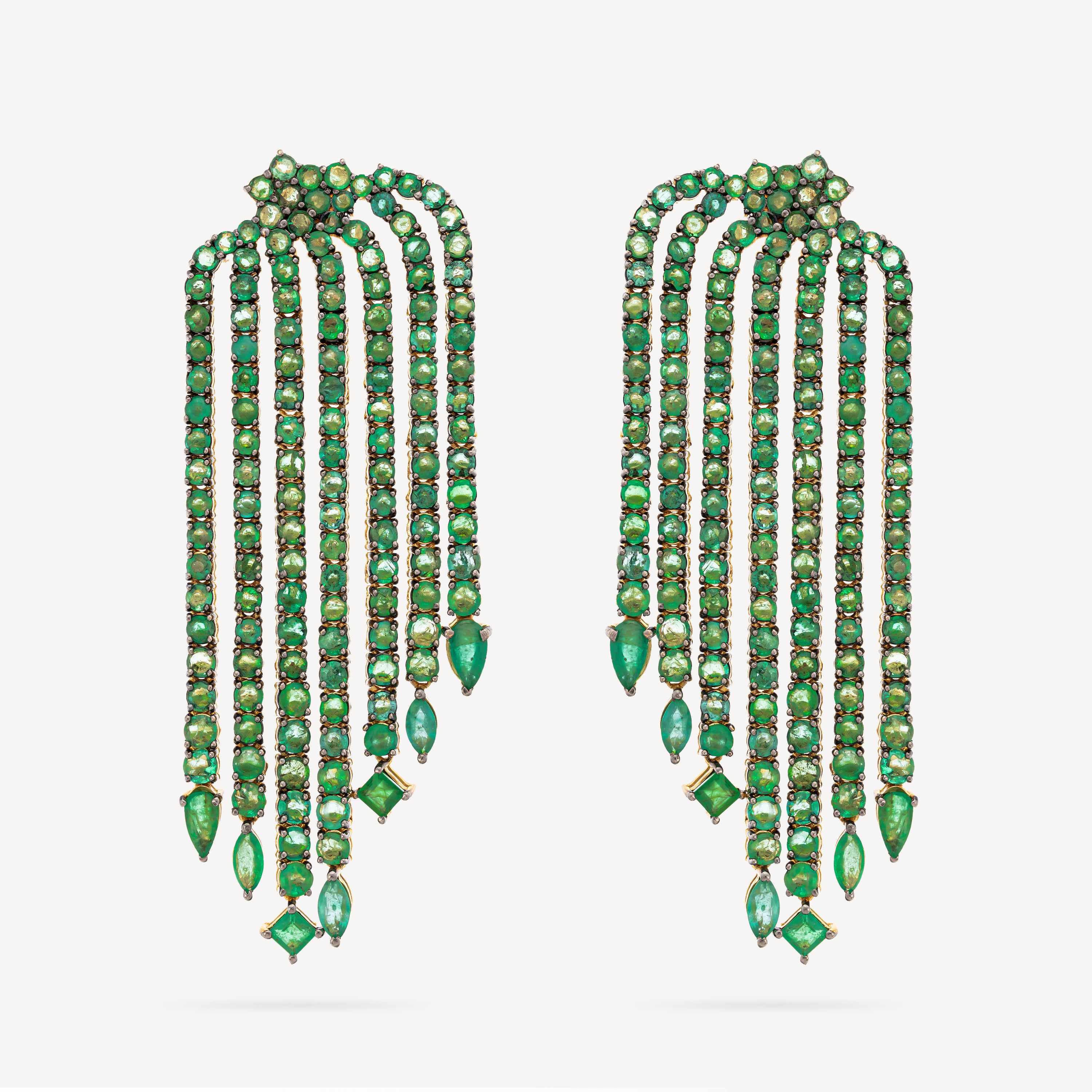 Emerald Fringe earrings